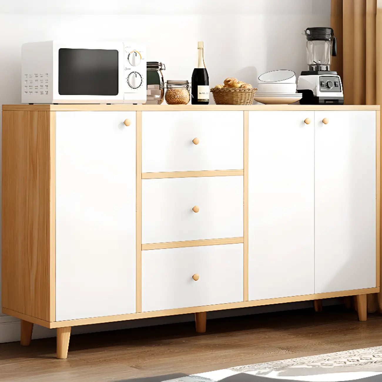 Retro Wooden Waterproof Storage Kitchen Cabinet for Home