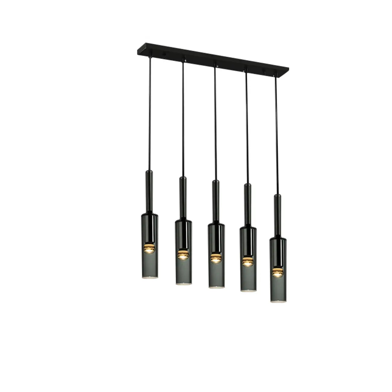 Glass Island Pendant Light Cylindrical Shape in Grey for Kitchen