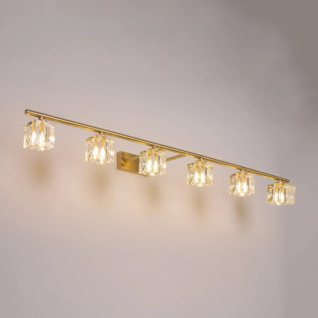 Modern Gold Bathroom Vanity Lights with Clear Crystal Shade