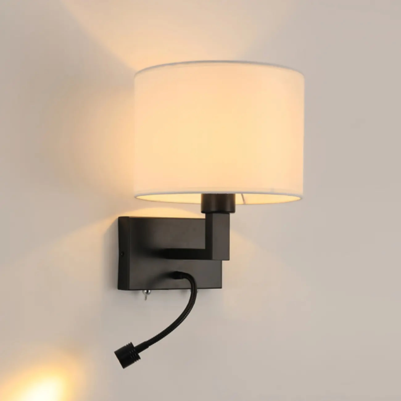 Modern Cylinder Wall Sconce with Fabric Shade for Bedroom