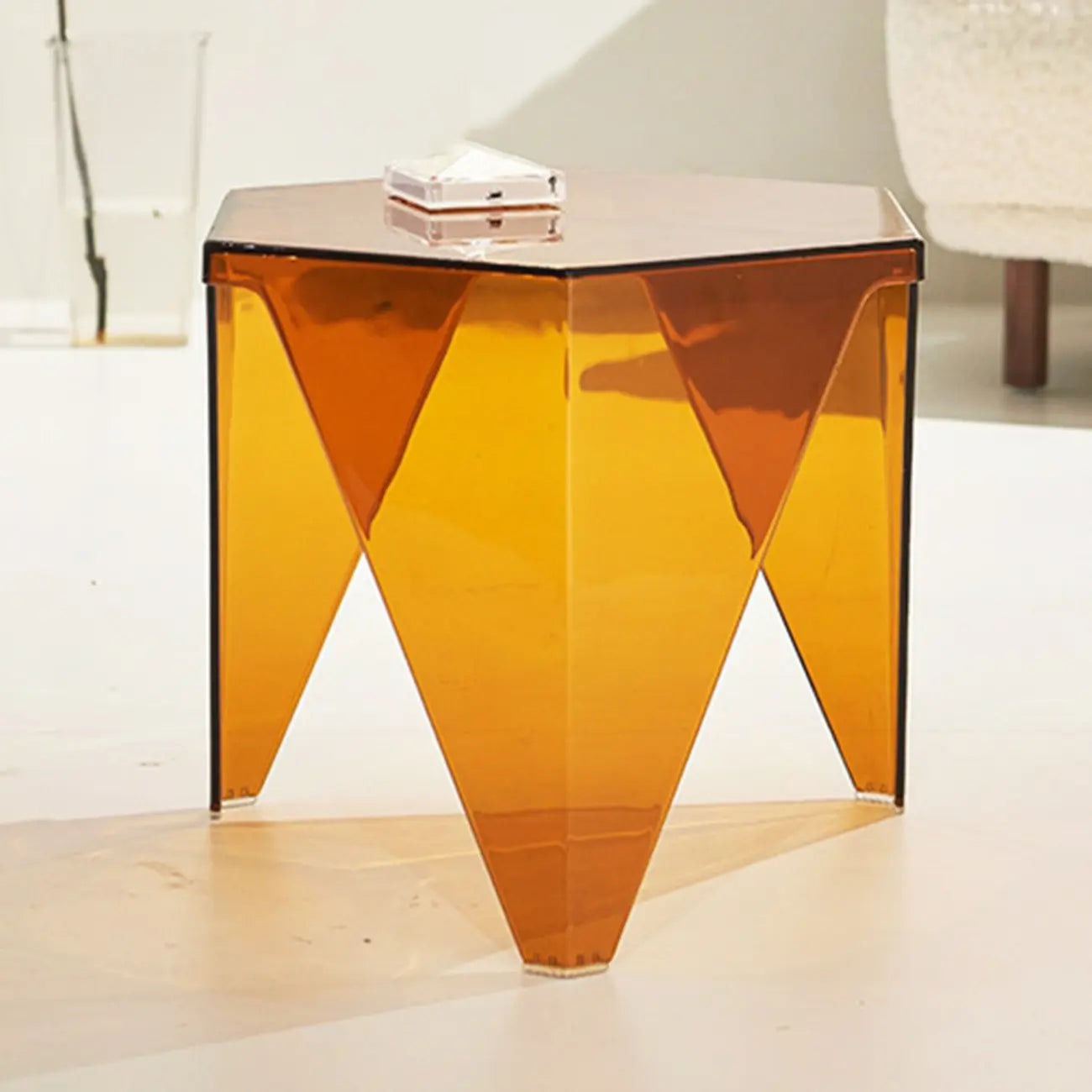 Contemporary Hexagon Acrylic End Table for Living Room