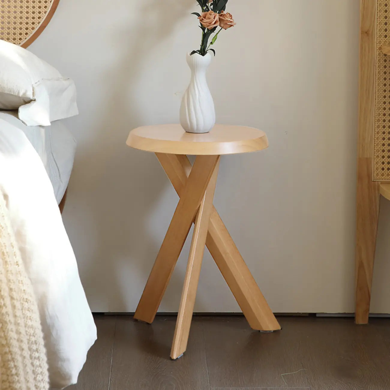 Contemporary Black Wooden Tripod Side Table