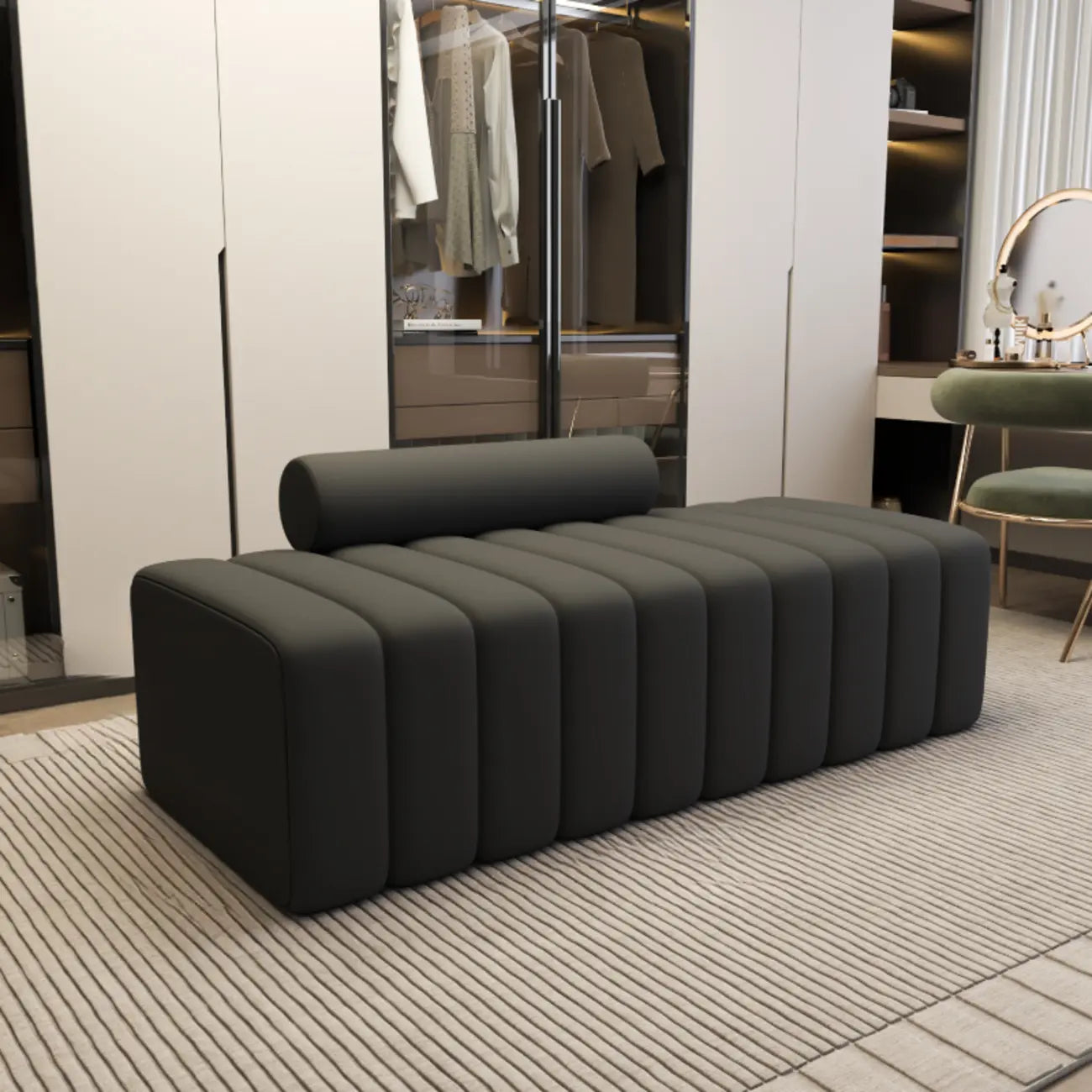 Elegance Flannel Upholstered Entryway Bench with Storage