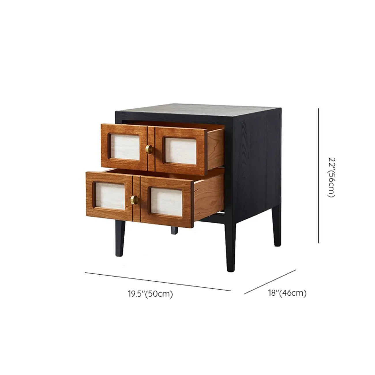 Wooden 2-Drawer Storage Nightstand