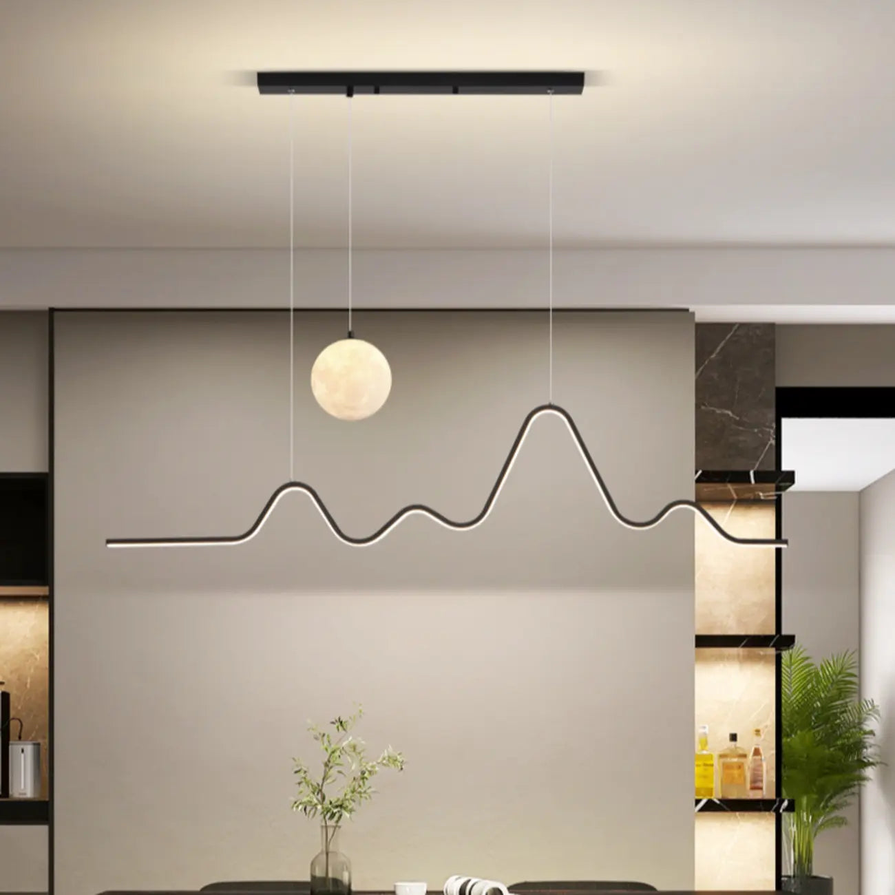 Art Decor Modern 2-Light Wave Pendant Light Multi Diming