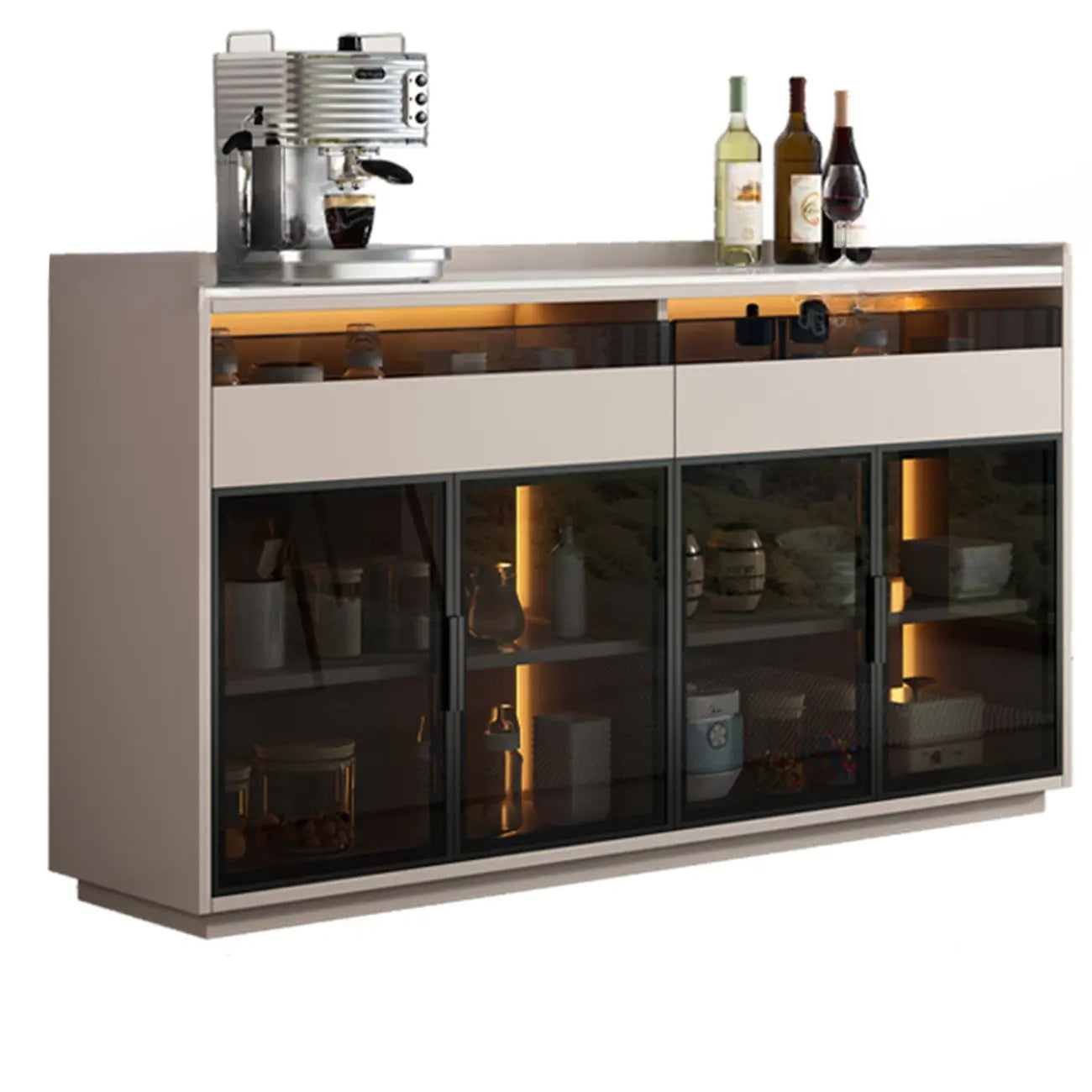 Modern Wood Buffet Sintered Stone Countertop