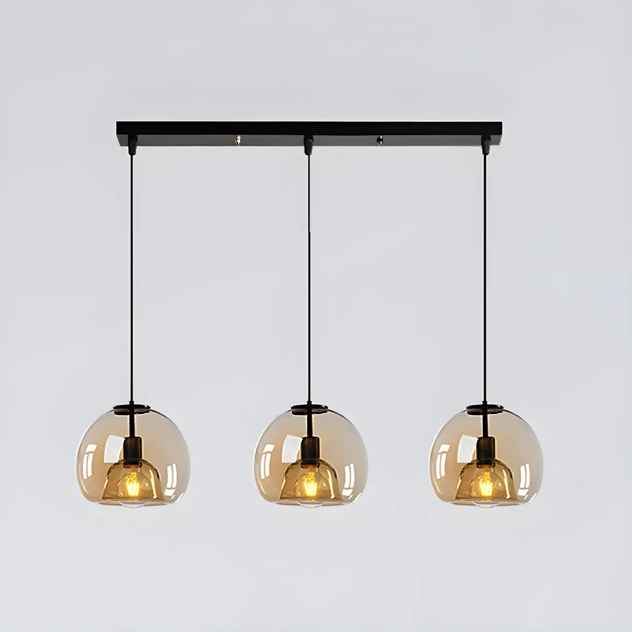 Modern Black Glass Globe Kitchen Pendant Light for Dining