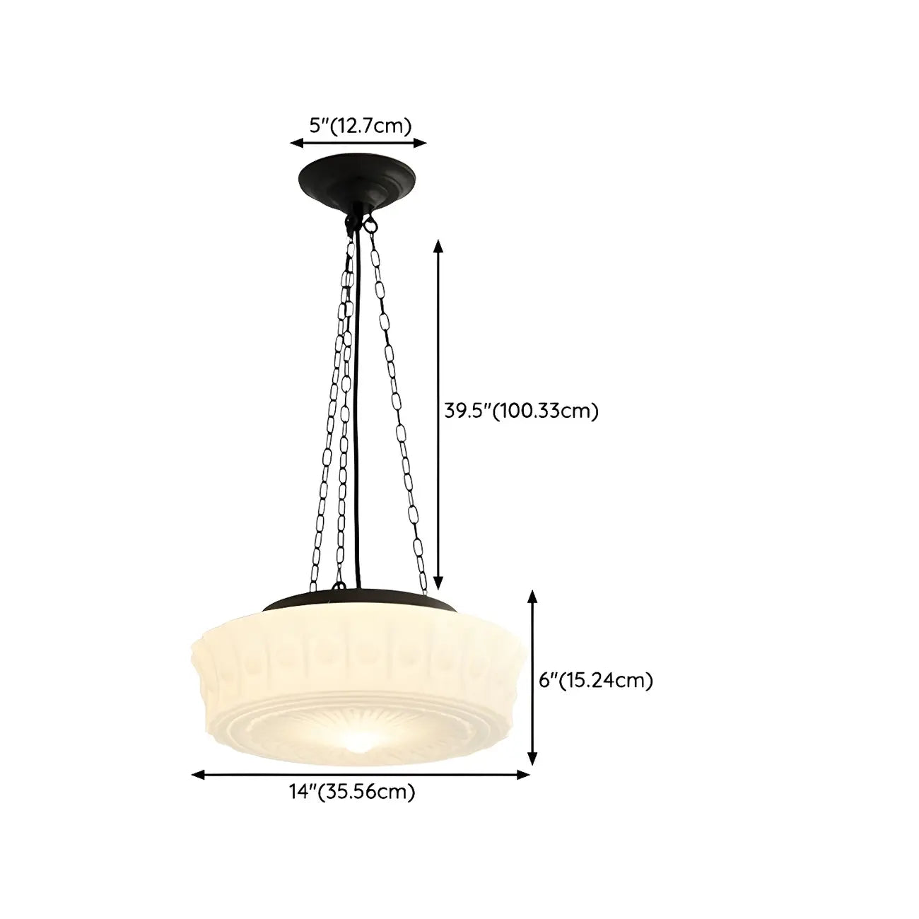 Mini Vintage White Glass Cylinder Chandelier Height Adjustable