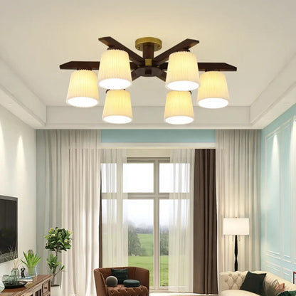 Cylinder Indoor Semi Flush Ceiling Light with Fabric Shade