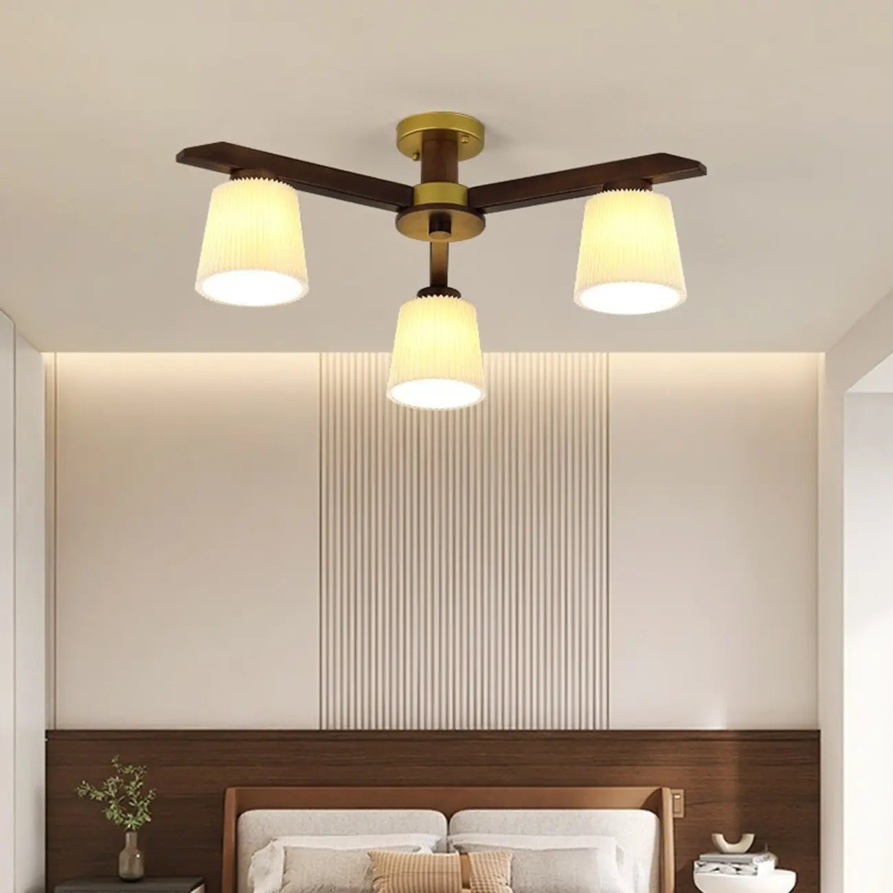 Cylinder Indoor Semi Flush Ceiling Light with Fabric Shade