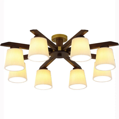 Cylinder Indoor Semi Flush Ceiling Light with Fabric Shade