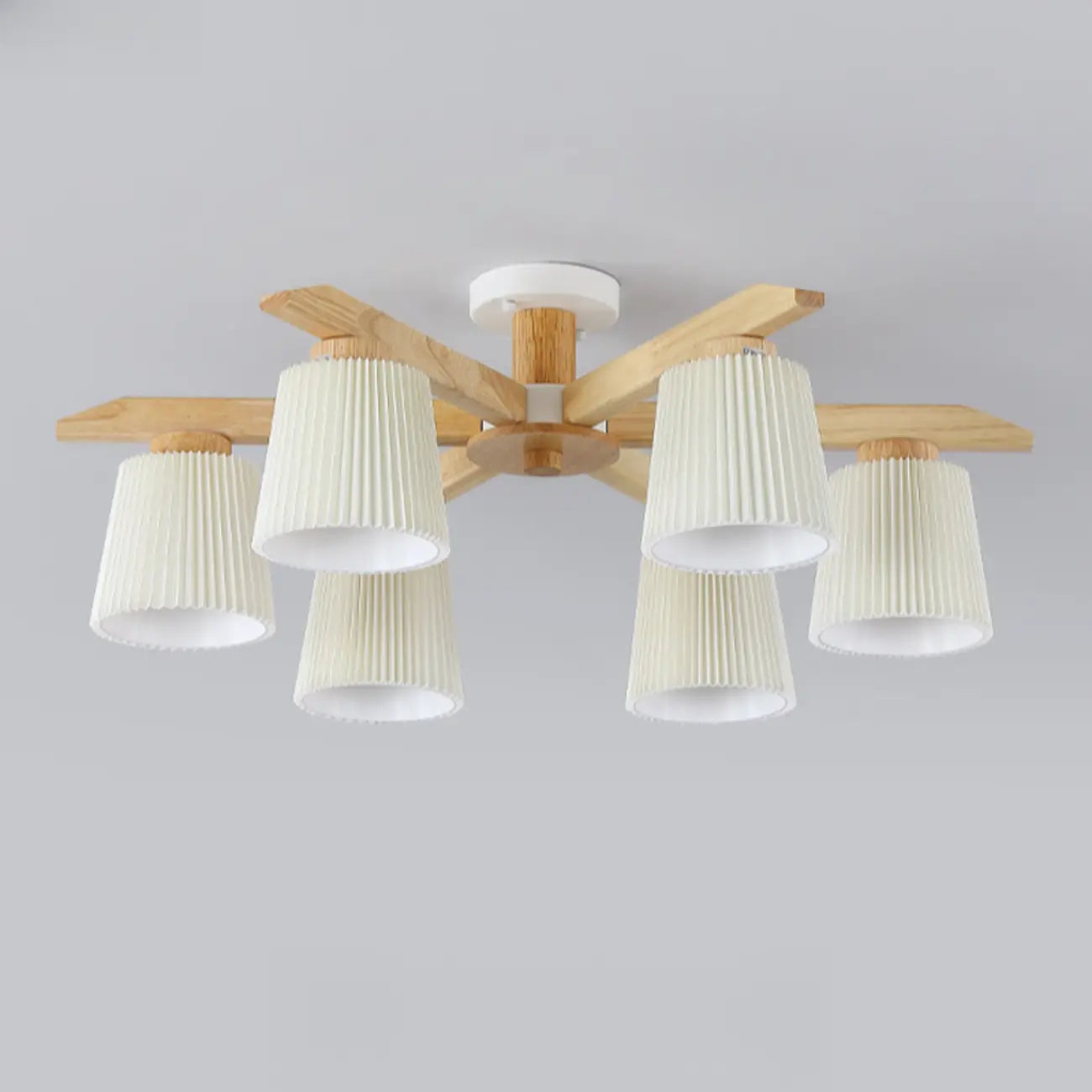 Cylinder Indoor Semi Flush Ceiling Light with Fabric Shade