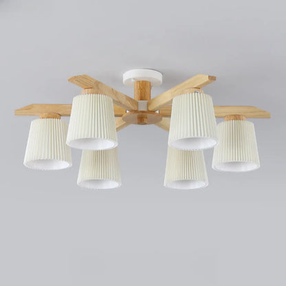 Cylinder Indoor Semi Flush Ceiling Light with Fabric Shade