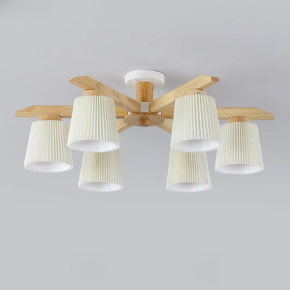 Cylinder Indoor Semi Flush Ceiling Light with Fabric Shade