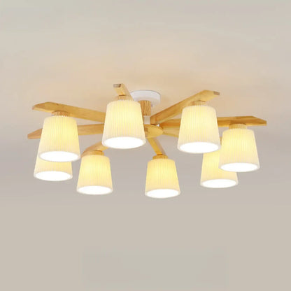 Cylinder Indoor Semi Flush Ceiling Light with Fabric Shade