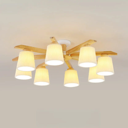 Cylinder Indoor Semi Flush Ceiling Light with Fabric Shade