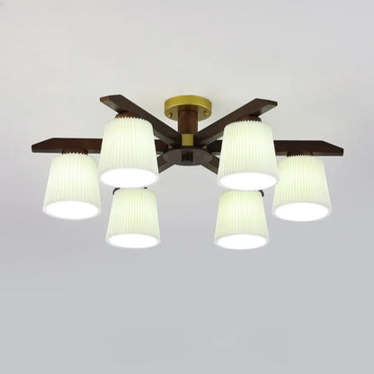 Cylinder Indoor Semi Flush Ceiling Light with Fabric Shade