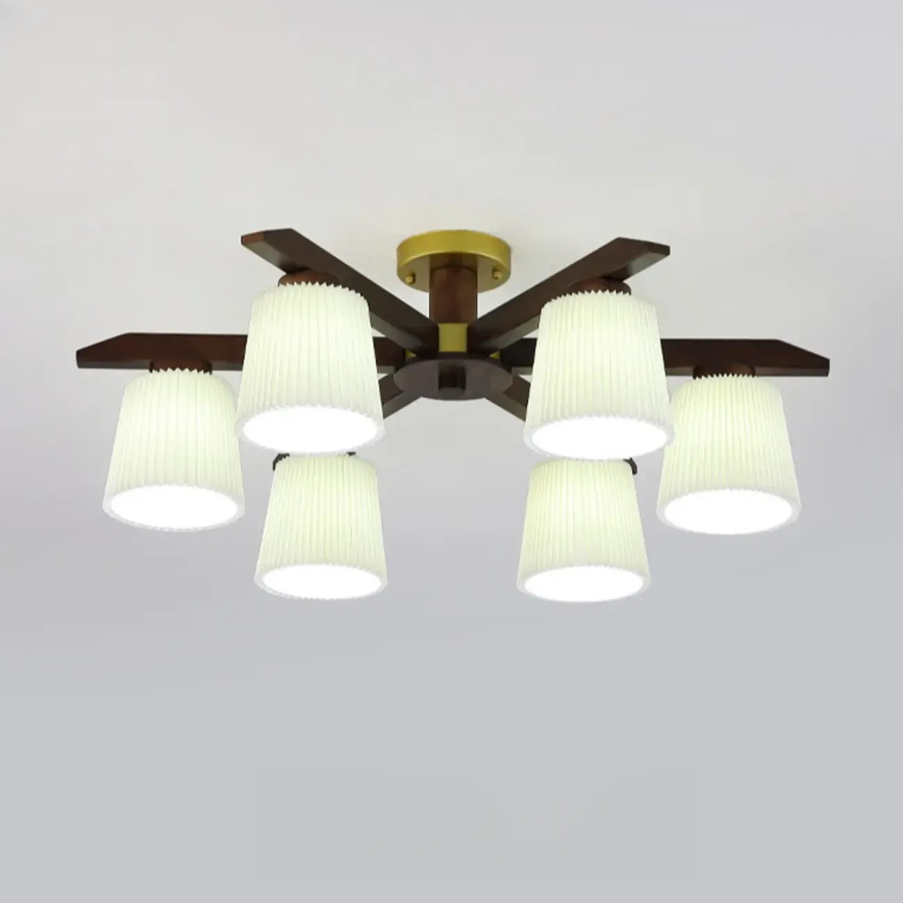 Cylinder Indoor Semi Flush Ceiling Light with Fabric Shade