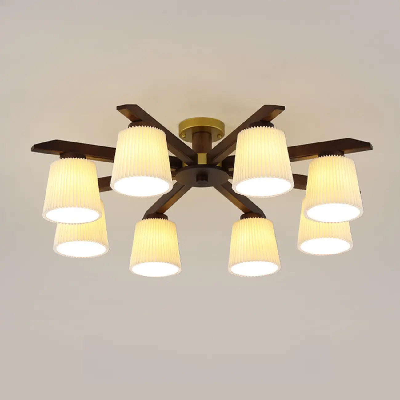 Cylinder Indoor Semi Flush Ceiling Light with Fabric Shade