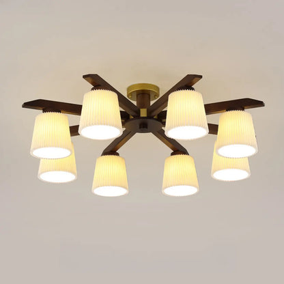 Cylinder Indoor Semi Flush Ceiling Light with Fabric Shade