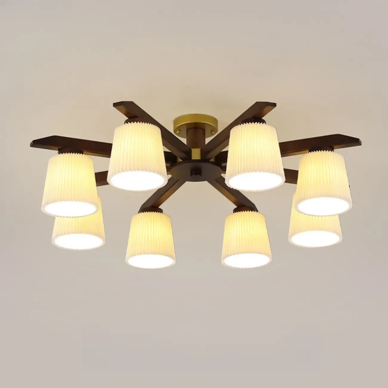 Cylinder Indoor Semi Flush Ceiling Light with Fabric Shade