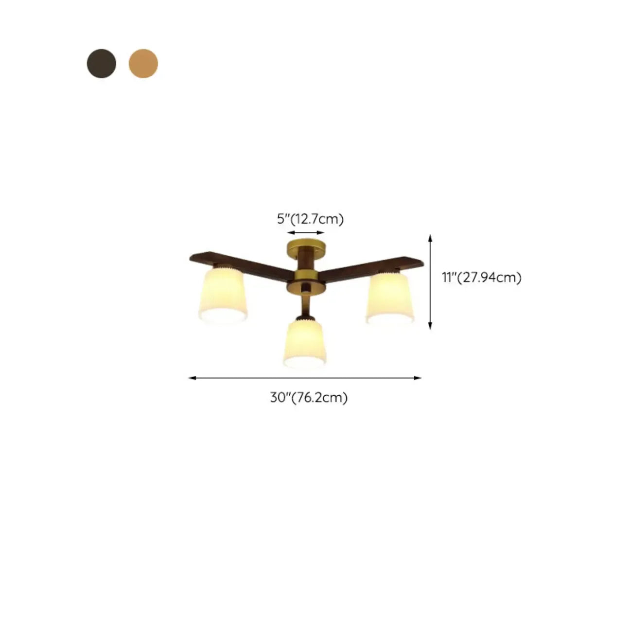 Cylinder Indoor Semi Flush Ceiling Light with Fabric Shade