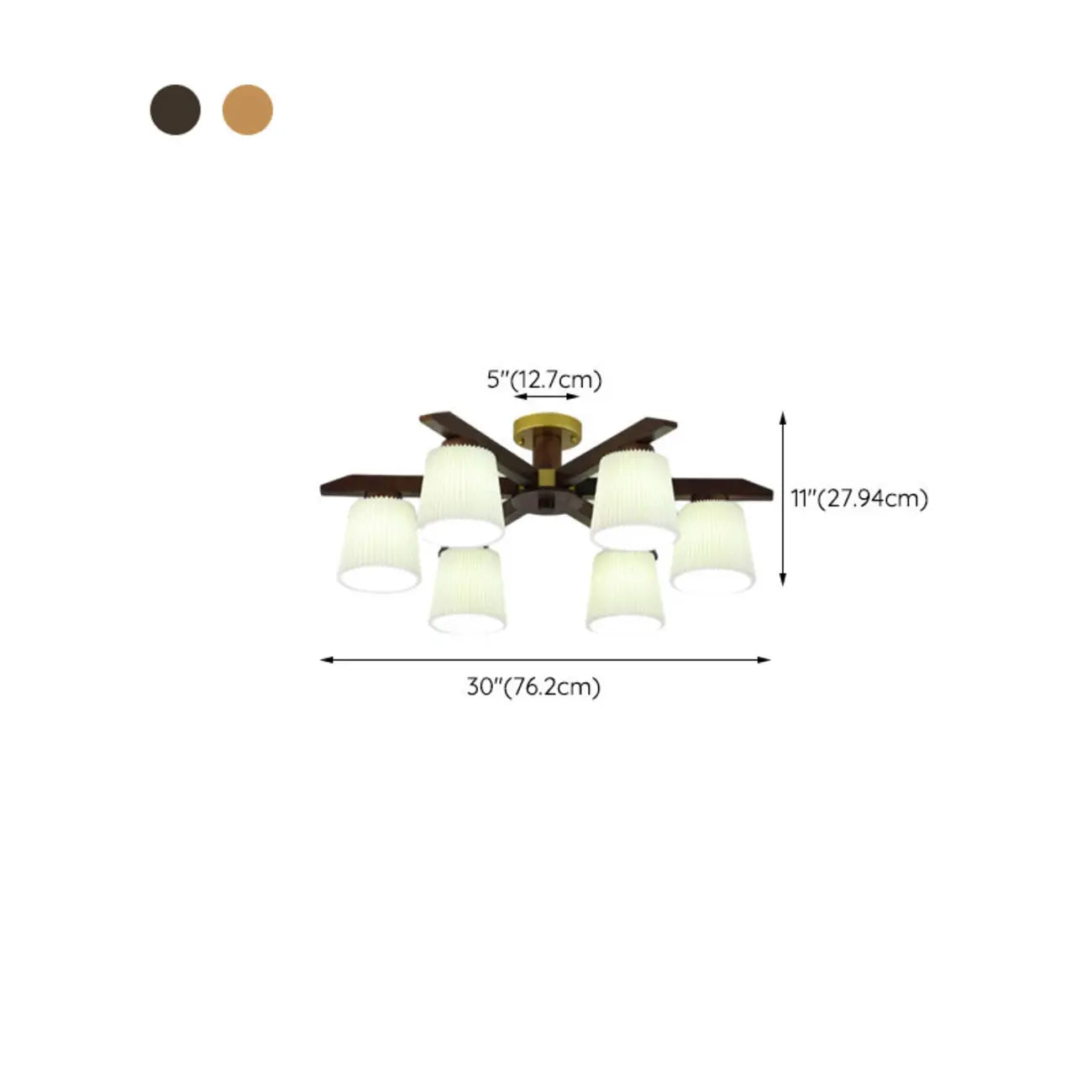 Cylinder Indoor Semi Flush Ceiling Light with Fabric Shade