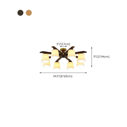 Cylinder Indoor Semi Flush Ceiling Light with Fabric Shade