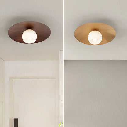 Mini Natural Finish Semi-Flush Ceiling Light for Living Room