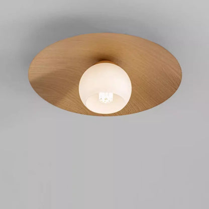 Mini Natural Finish Semi-Flush Ceiling Light for Living Room