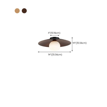 Mini Natural Finish Semi-Flush Ceiling Light for Living Room