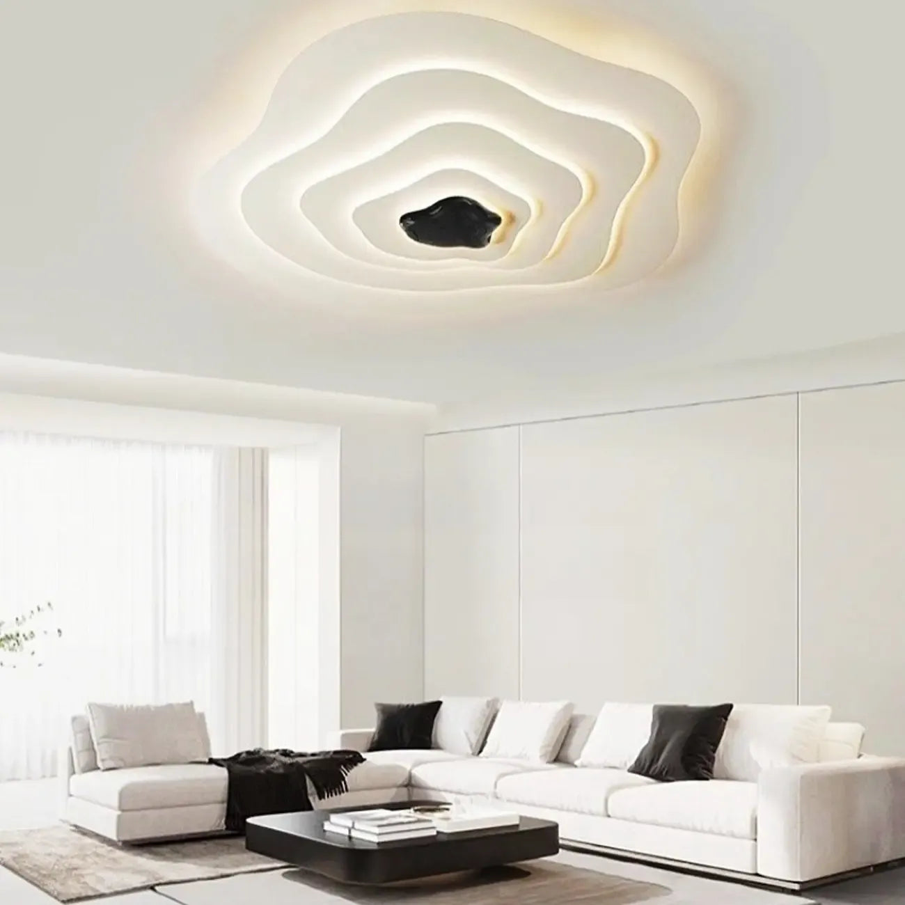 Modern Dimmable Tier Resin Flush Ceiling Light for Bedroom