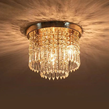 Geometric Crystal Flush Ceiling Light Fixture for Living Room
