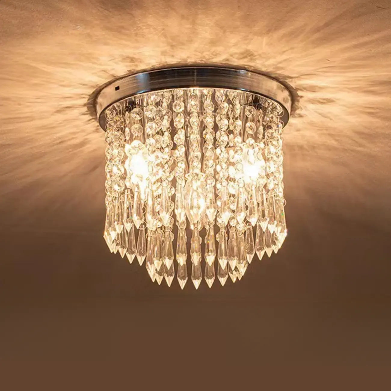 Geometric Crystal Flush Ceiling Light Fixture for Living Room