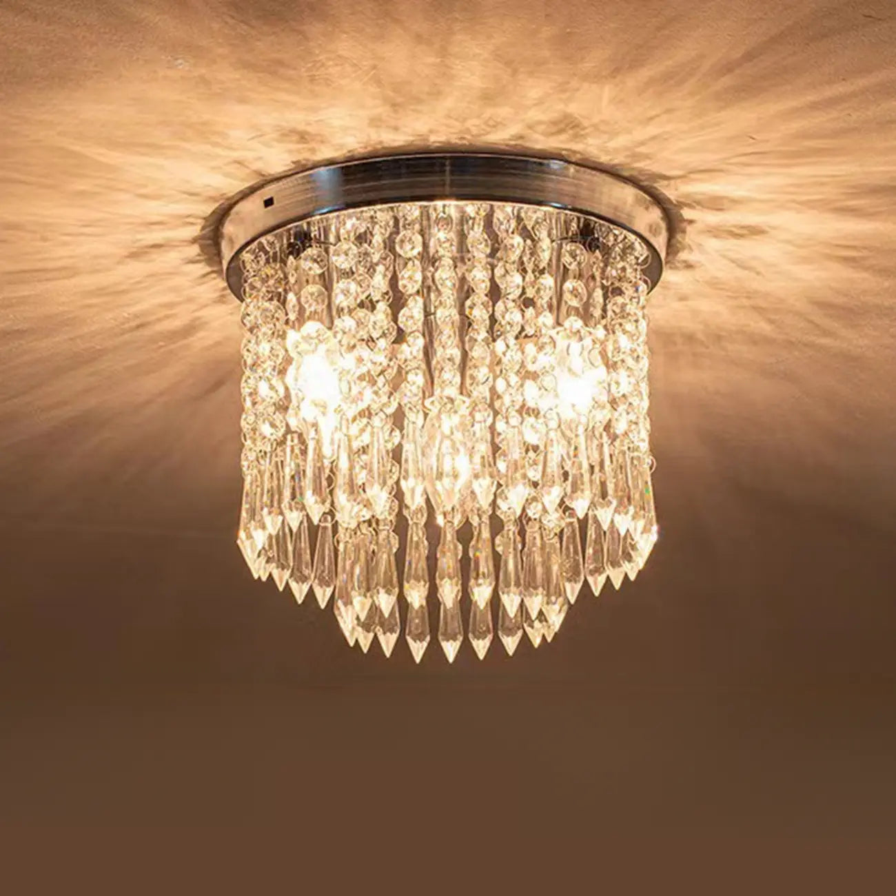 Geometric Crystal Flush Ceiling Light Fixture for Living Room