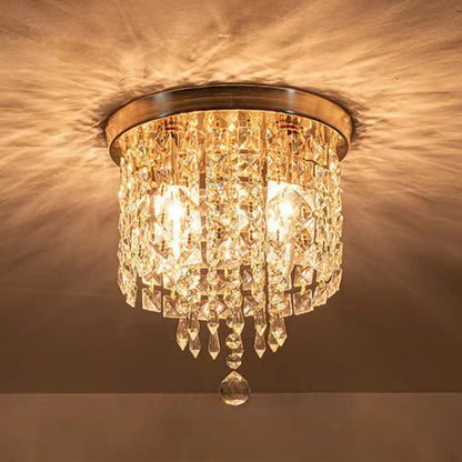 Geometric Crystal Flush Ceiling Light Fixture for Living Room