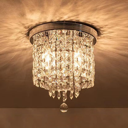 Geometric Crystal Flush Ceiling Light Fixture for Living Room