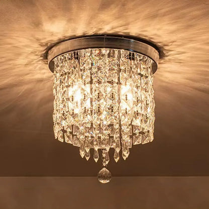 Geometric Crystal Flush Ceiling Light Fixture for Living Room