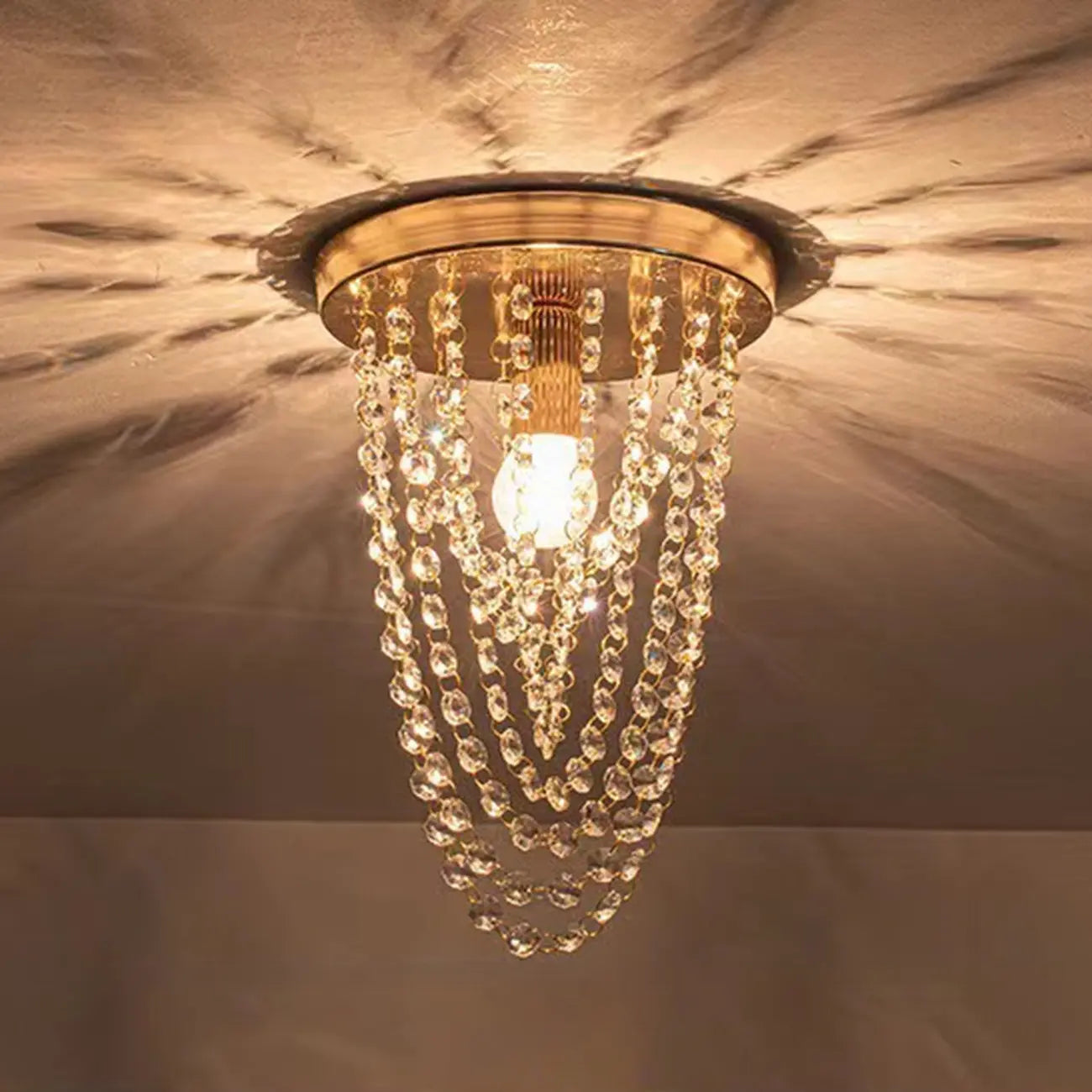 Geometric Crystal Flush Ceiling Light Fixture for Living Room