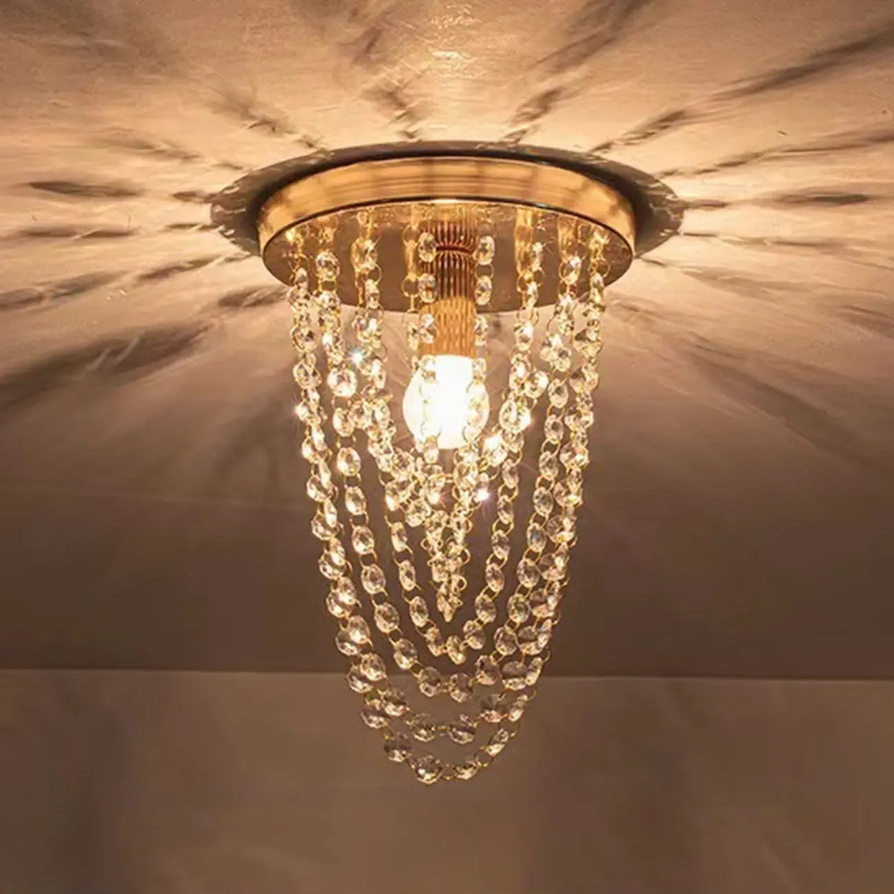 Geometric Crystal Flush Ceiling Light Fixture for Living Room