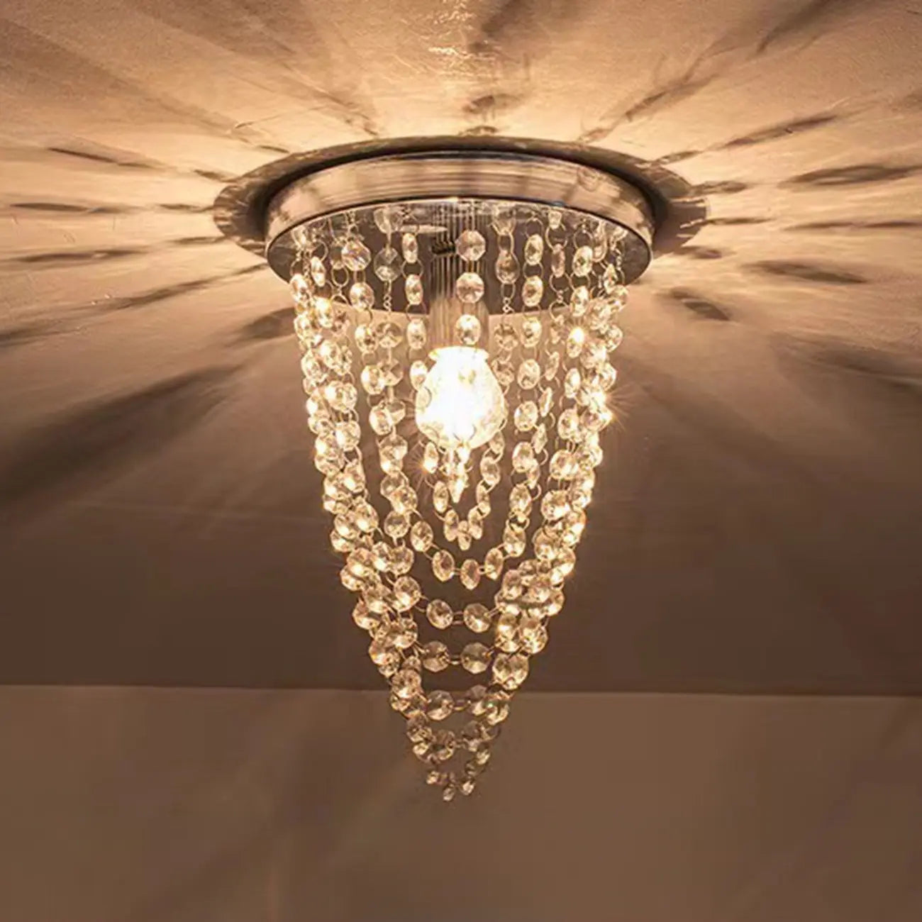 Geometric Crystal Flush Ceiling Light Fixture for Living Room