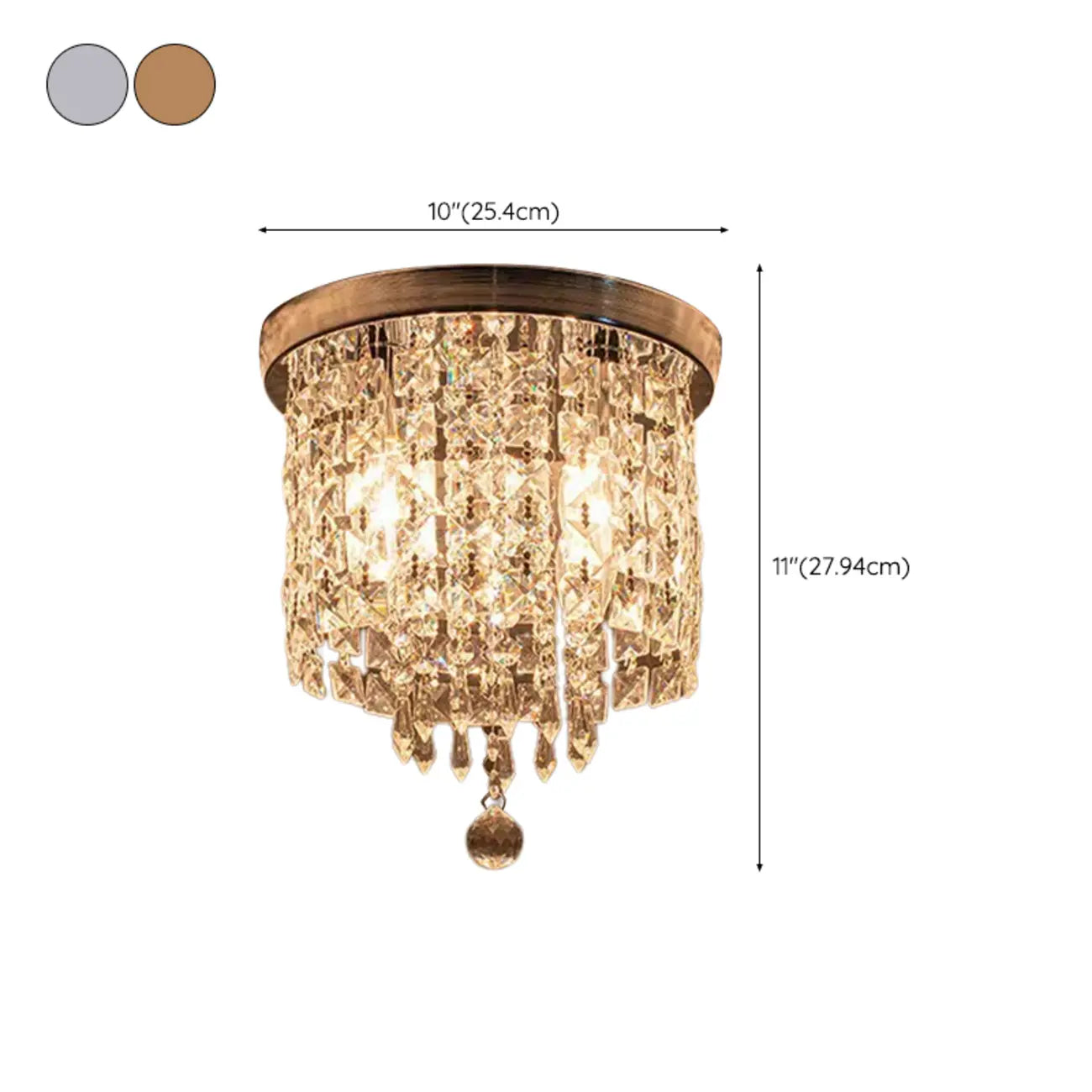 Geometric Crystal Flush Ceiling Light Fixture for Living Room