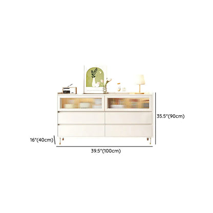 Elegant Pine Wooden Double Dresser with 6-Drawers