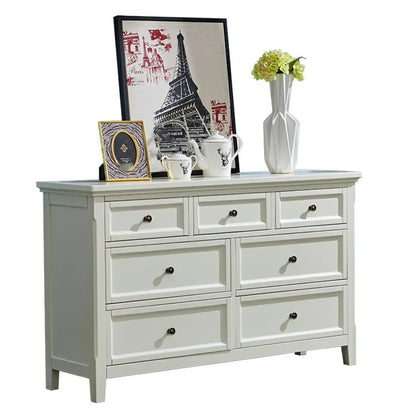 Contemporary White Wooden Double Dresser for Bedroom Use