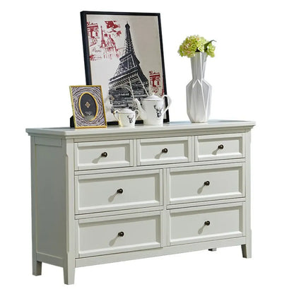 Contemporary White Wooden Double Dresser for Bedroom Use