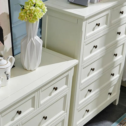 Contemporary White Wooden Double Dresser for Bedroom Use