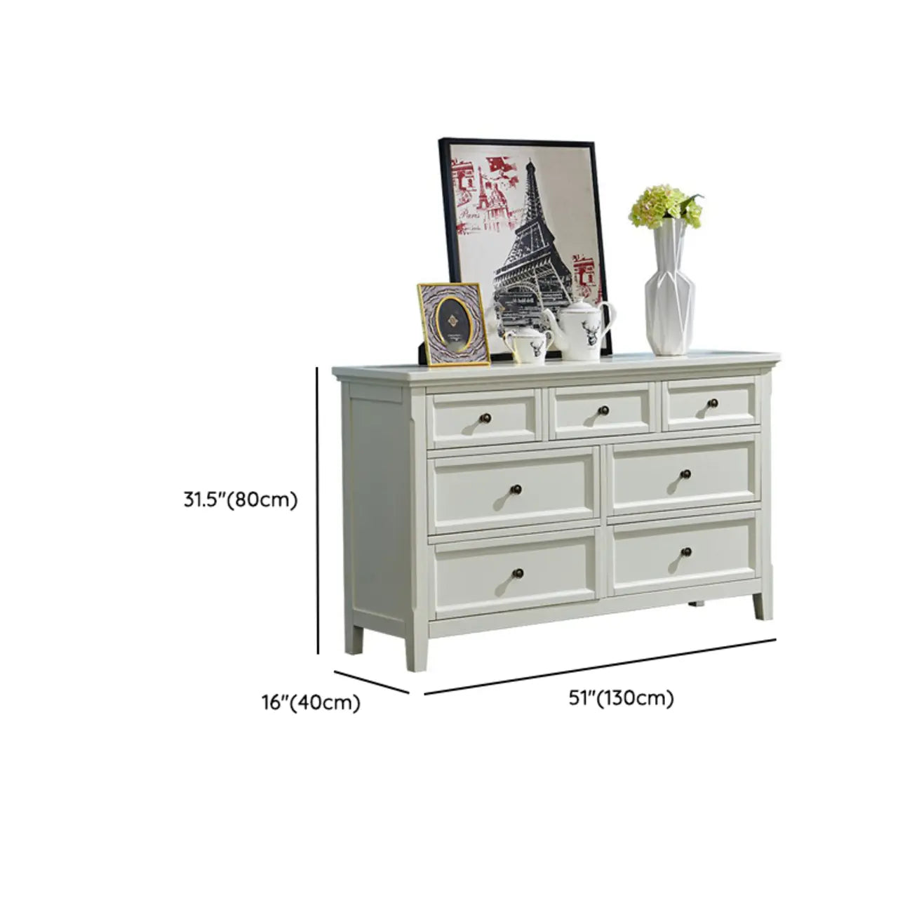 Contemporary White Wooden Double Dresser for Bedroom Use