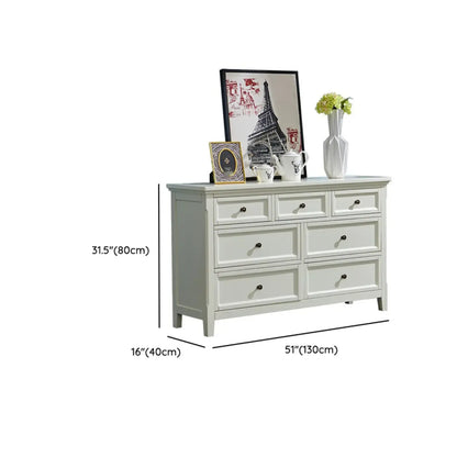 Contemporary White Wooden Double Dresser for Bedroom Use