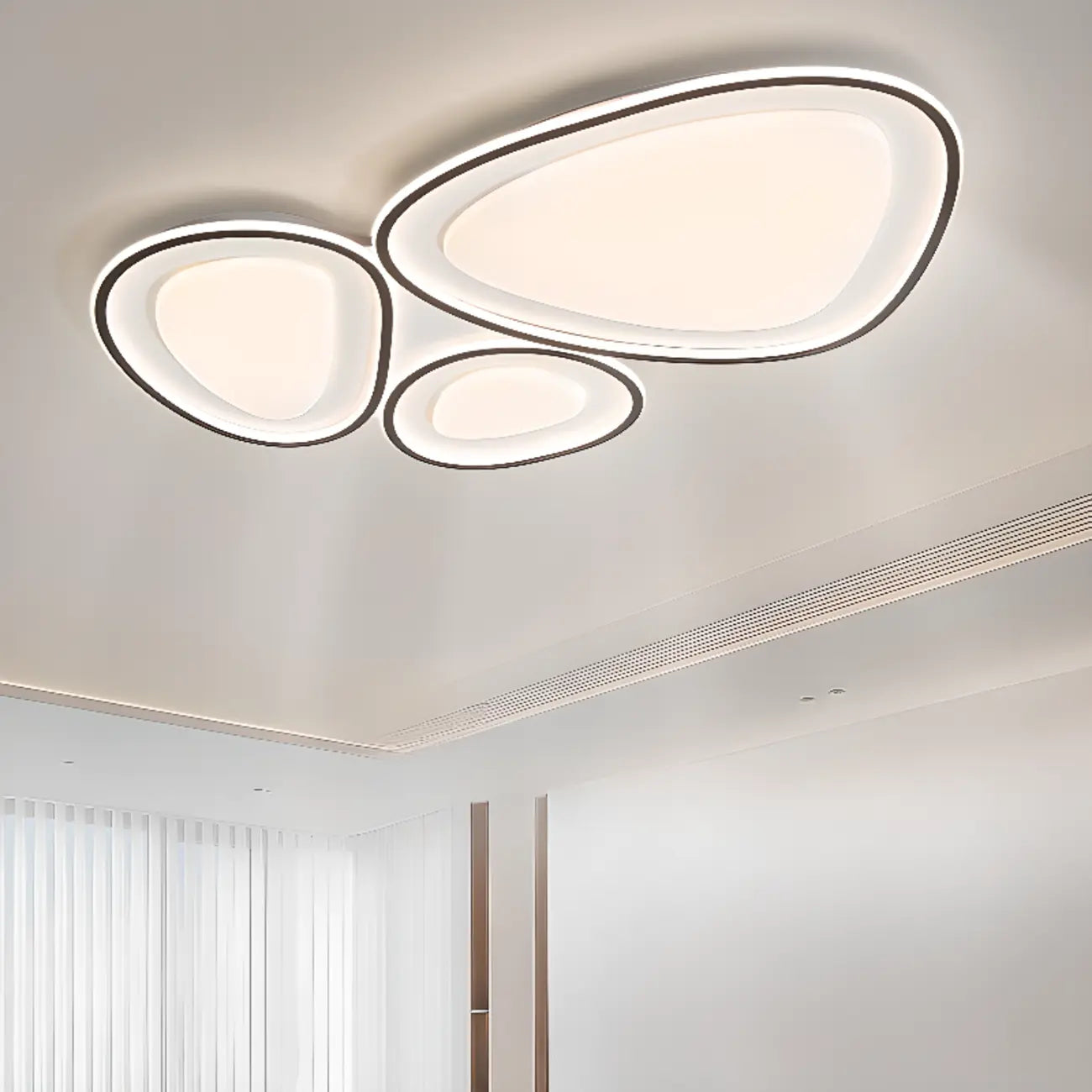 Modern Black-White Flush Ceiling Light with 3 Gear Dimming