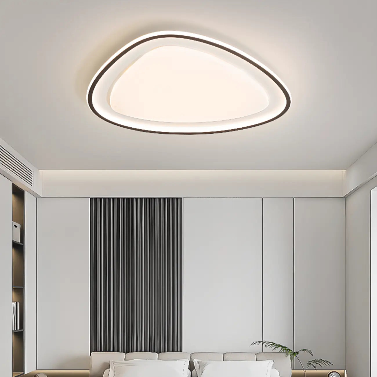 Modern Black-White Flush Ceiling Light with 3 Gear Dimming